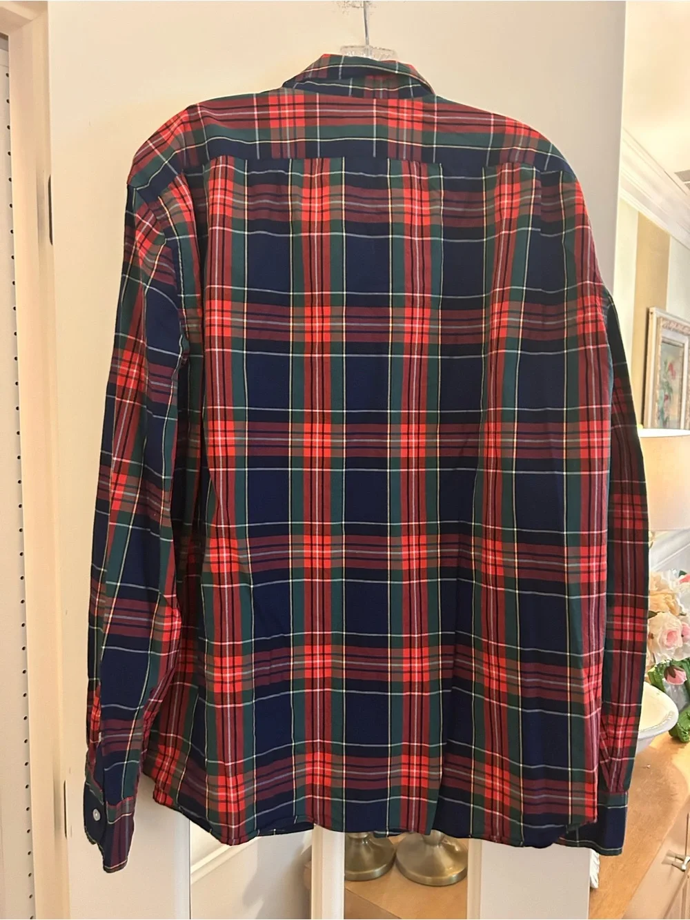 J. Crew Men’s Red and Navy Plaid Button-Down Shirt